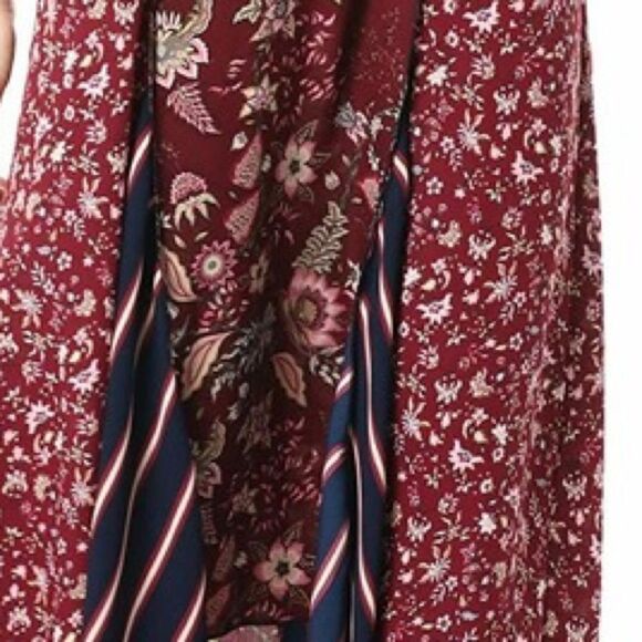 Bcbgmaxazria Sleeveless Mixed-Print Asymmetric Midi Maxi Dress Red Floral XS - Picture 6 of 9